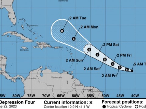 Se forma la depresi&oacute;n tropical 4 en el oc&eacute;ano Atl&aacute;ntico