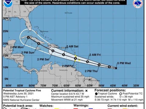COE: Elsa estar&aacute; el s&aacute;bado cerca de la costa sur de Rep&uacute;blica Dominicana