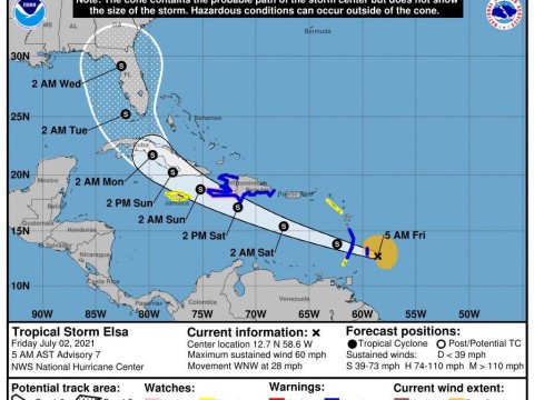 Elsa se covierte en hurac&aacute;n y mantiene curso hacia el caribe