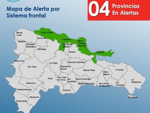 COE mantiene cuatro provincias en alerta verde por aguaceros