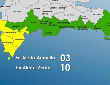 COE coloca tres provincias en alerta amarilla y diez en verde por vaguada