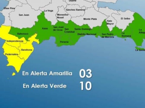 COE coloca tres provincias en alerta amarilla y diez en verde por vaguada