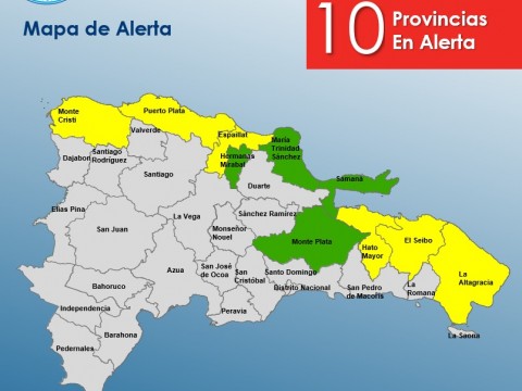 COE coloca 10 provincias en alerta por lluvias que generar&aacute; frente fr&iacute;o