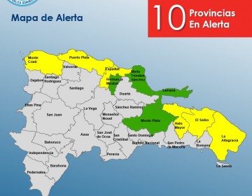 COE coloca 10 provincias en alerta por lluvias que generar&aacute; frente fr&iacute;o