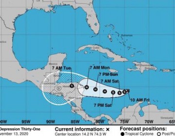 Se forma depresi&oacute;n tropical en el centro del caribe