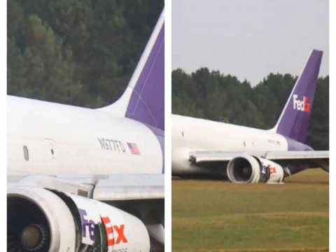 Un avi&oacute;n de FedEx se estrella y se sale de la pista en un aeropuerto de EE.UU.
