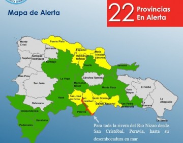 El COE eleva a alerta roja las provincias San Crist&oacute;bal y Peravia