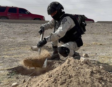 Guardia Nacional de M&eacute;xico excava en la frontera con EEUU en busca de t&uacute;neles clandestinos