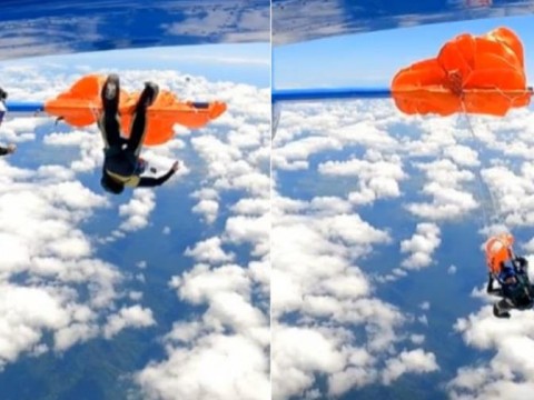 Paracaidista queda colgado de un avi&oacute;n a 4,500 metros y logra salvarse