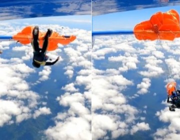 Paracaidista queda colgado de un avi&oacute;n a 4,500 metros y logra salvarse