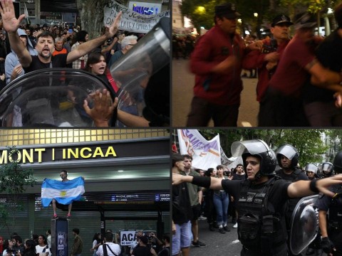 Polic&iacute;a reprime protesta del cine argentino contra ajustes de Milei