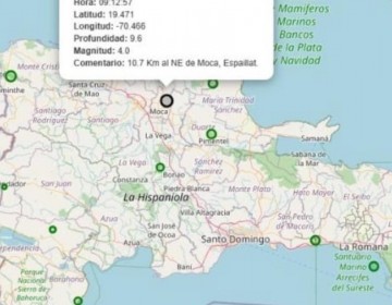 Sismo de magnitud 4 cerca de Moca y se siente en varias comunidades del Cibao
