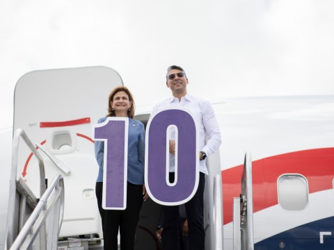 Vicepresidenta Raquel Pe&ntilde;a encabeza recepci&oacute;n de la d&eacute;cima aeronave de Arajet
